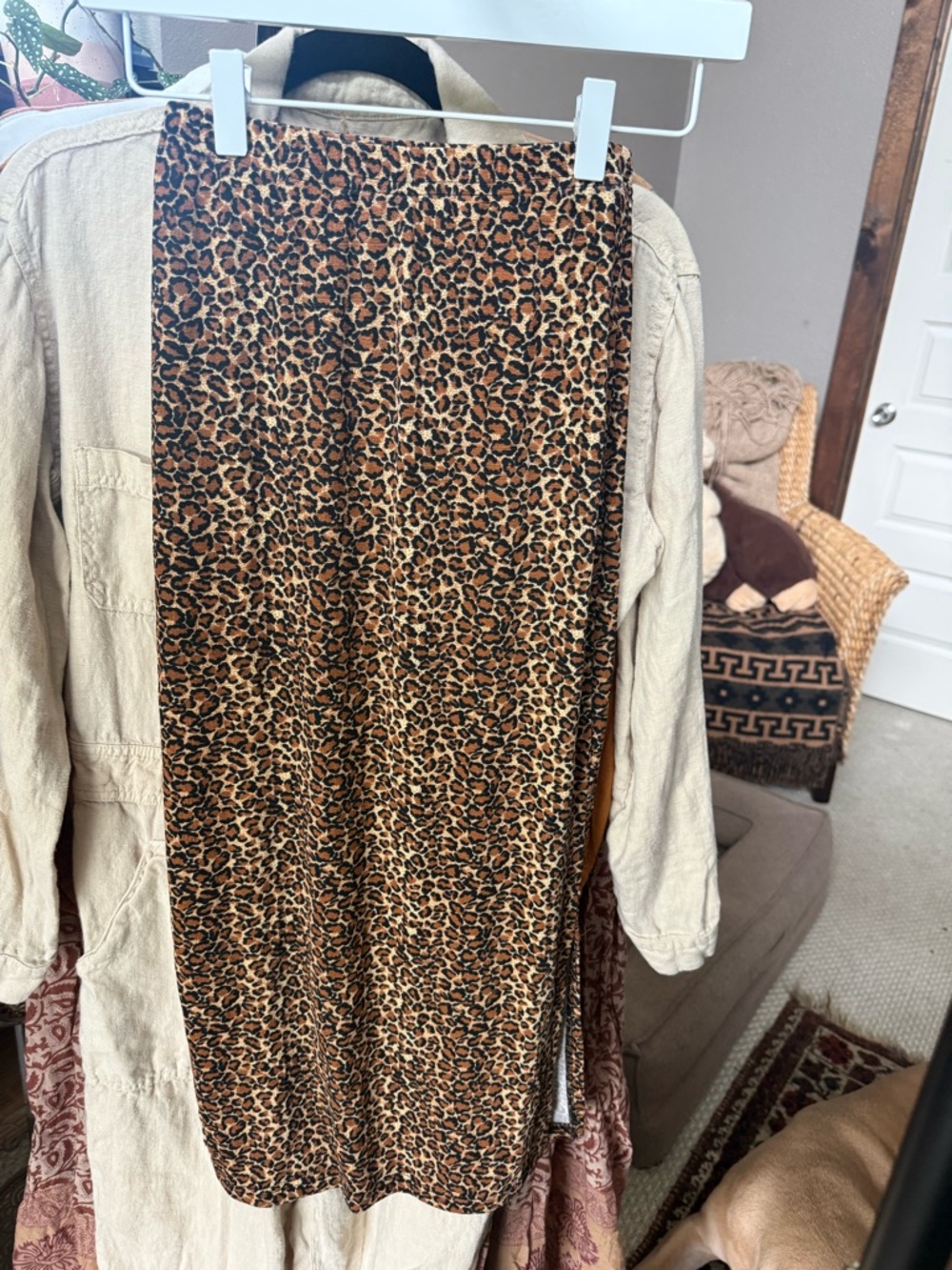Leopard Print Midi Skirt, size M